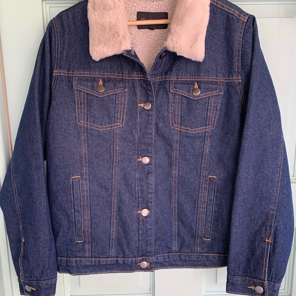 Jordache Blue Jean Jacket with Pink Collar